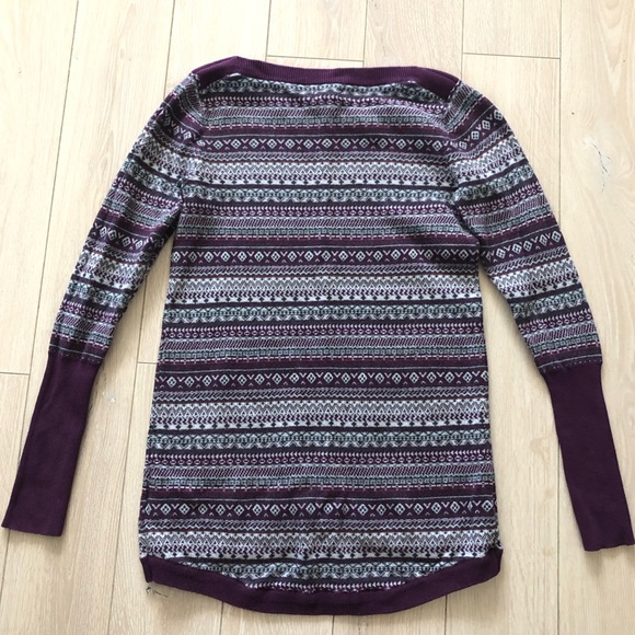 Roots Fair Isle Jacquard Light Sweater in Purple & Dark Gray Size XS - Picture 2 of 12